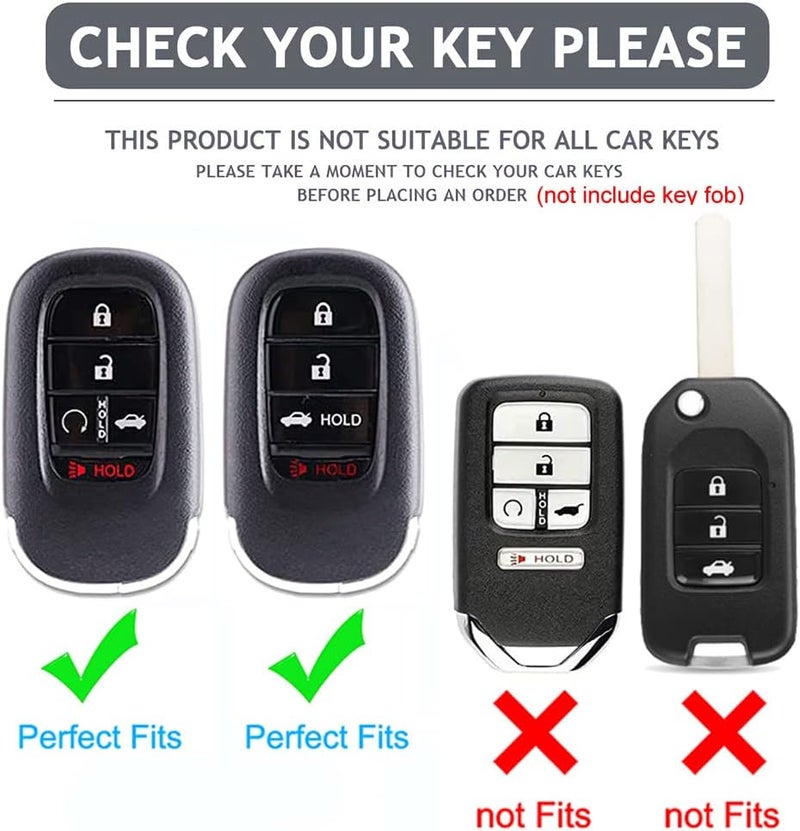 Cacacar for Honda Key Fob Cover with Keychain, for Honda Civic CR-V Accord HR-V Pilot Premium Soft TPU Full Protection Key Fob Case Smart Remote Key Protector (Size D-Black) - Image 2